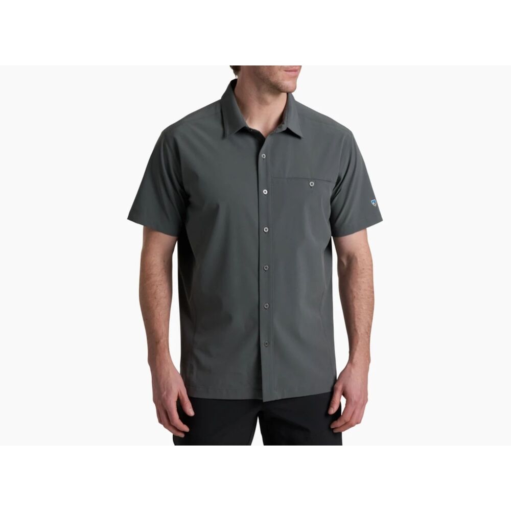 KUHL Men Renegade Born in the Mountains Tuffflex Gray Button Down Shirt Large